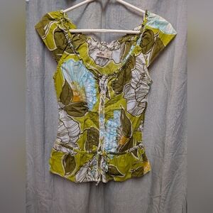 Hollister Green Floral Blouse